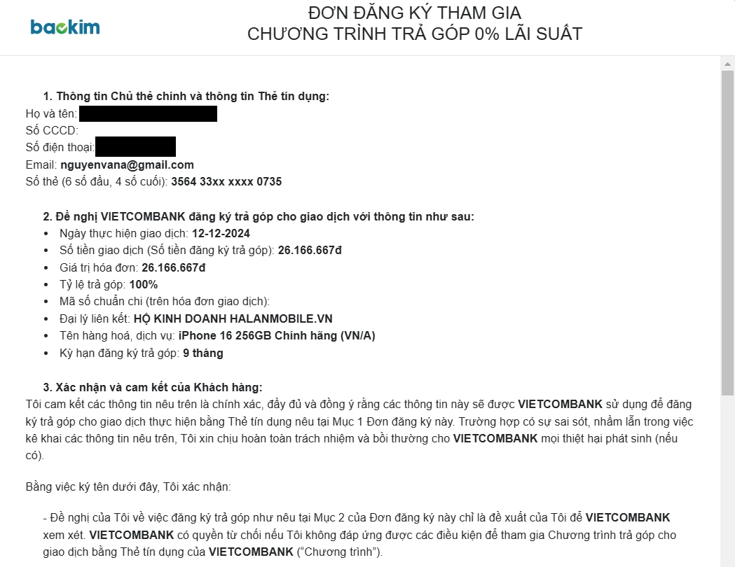 Chính sách trả góp